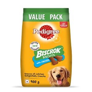 Pedigree Biscrok Biscuits (Above 4 Months) Dog Treats, Chicken Flavour, 900 g, Source of Calcium, Goodness of 15% Protein