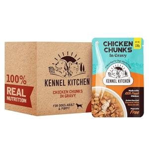 Kennel Kitchen Chicken Chunks in Gravy, 130g (Pack of 12) | Wet Dog Food for Adult & Puppy | Dog Food Gravy with Regionally Sourced Fresh Chicken | Free from Artificial Colours & Preservatives