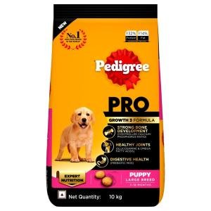 Pedigree PRO Puppy Large Breed, 10 kg Dry Dog Food, Vet Trusted Brand, Expert Nutrition, Quality Protein, 33% More Nutrients (3-18 Months)